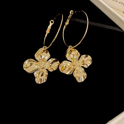 Big Hoop Flower Earrings fashionnsio