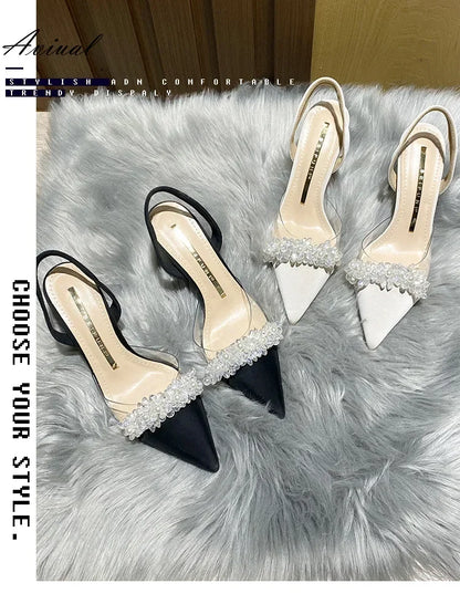 Transparent Crystal Pointed-toe Heels