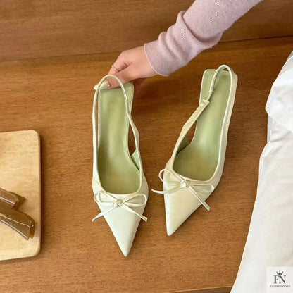 Satin Bowknot Pointed Heels - Fashionnsio