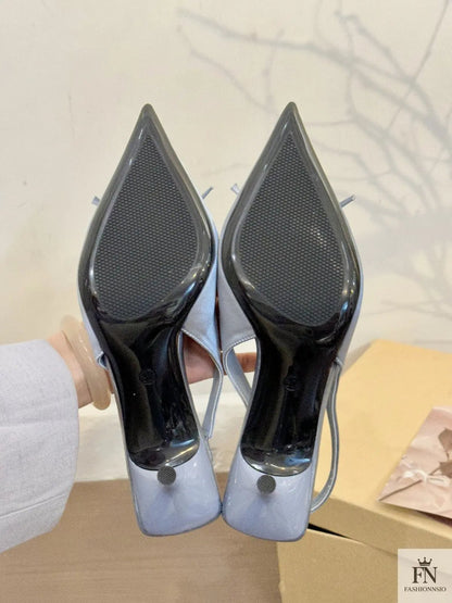 Satin Bowknot Pointed Heels - Fashionnsio