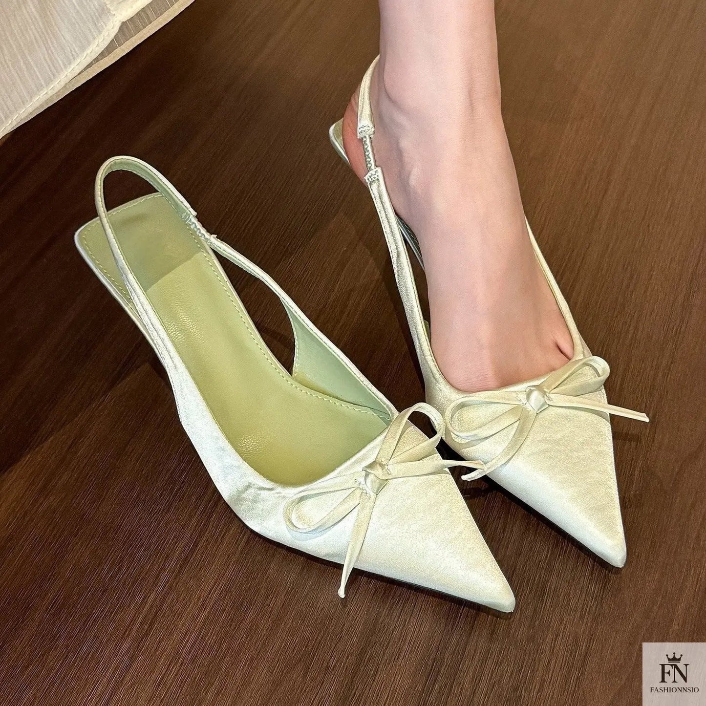 Satin Bowknot Pointed Heels - Fashionnsio