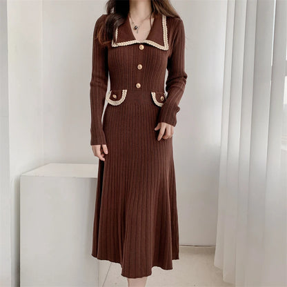 Korean Button Knit Dress