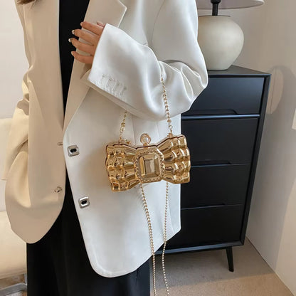 Bow Shaped Diamond Clutch Handbags fashionnsio