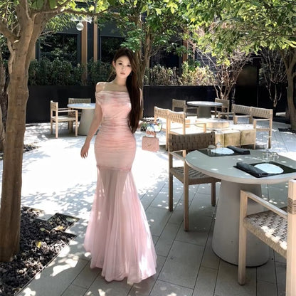 Off Shoulder Floral Mermaid Dress - Fashionnsio