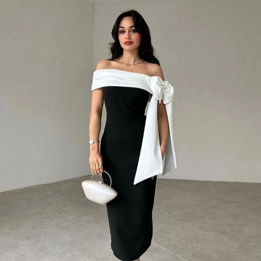 Off Shoulder Bow Bodycon Dress