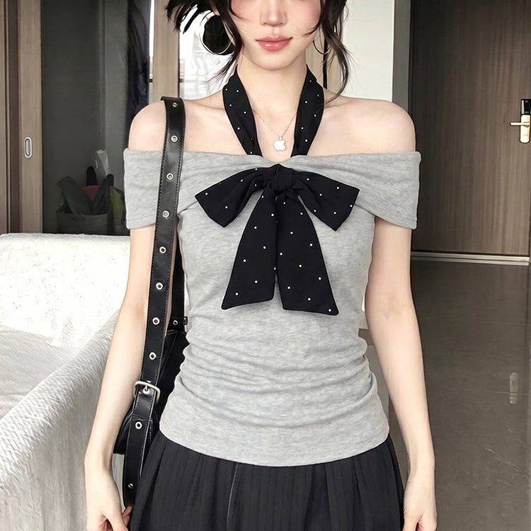 Off-shoulder Bow Top - Fashionnsio