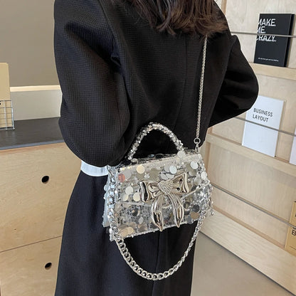 Bow Diamond Shiny Sequin Handbags