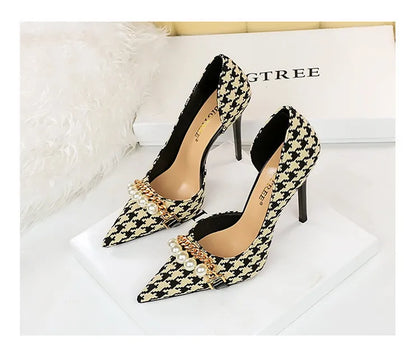 Pearl Checkered Grains Heels