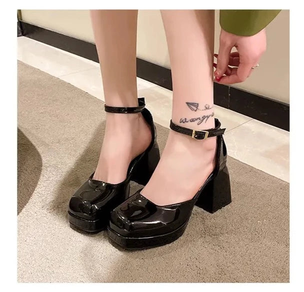 Mary jane thick platform heel