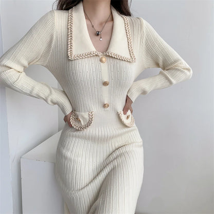 Korean Button Knit Dress