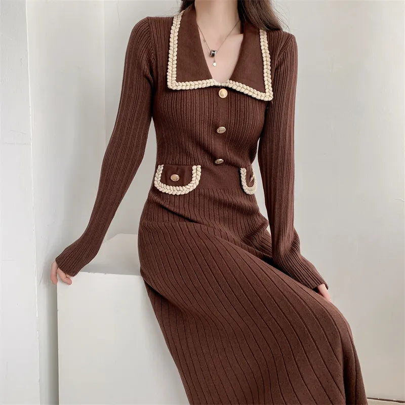 Korean Button Knit Dress