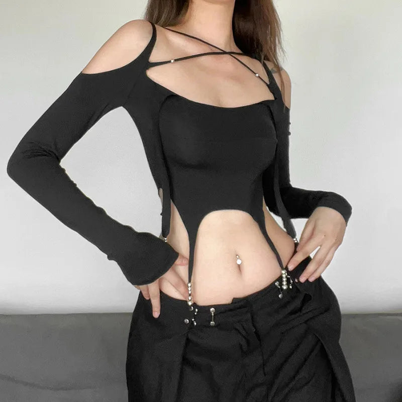 Y2k Off Shoulder Tassel Top