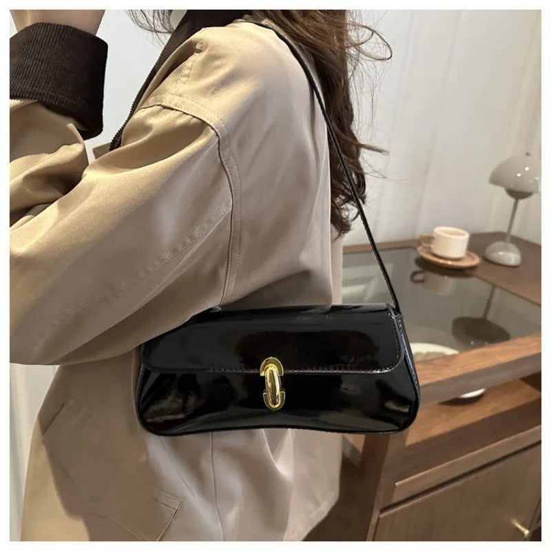 Glossy Underarm Shoulder Bags - Fashionnsio