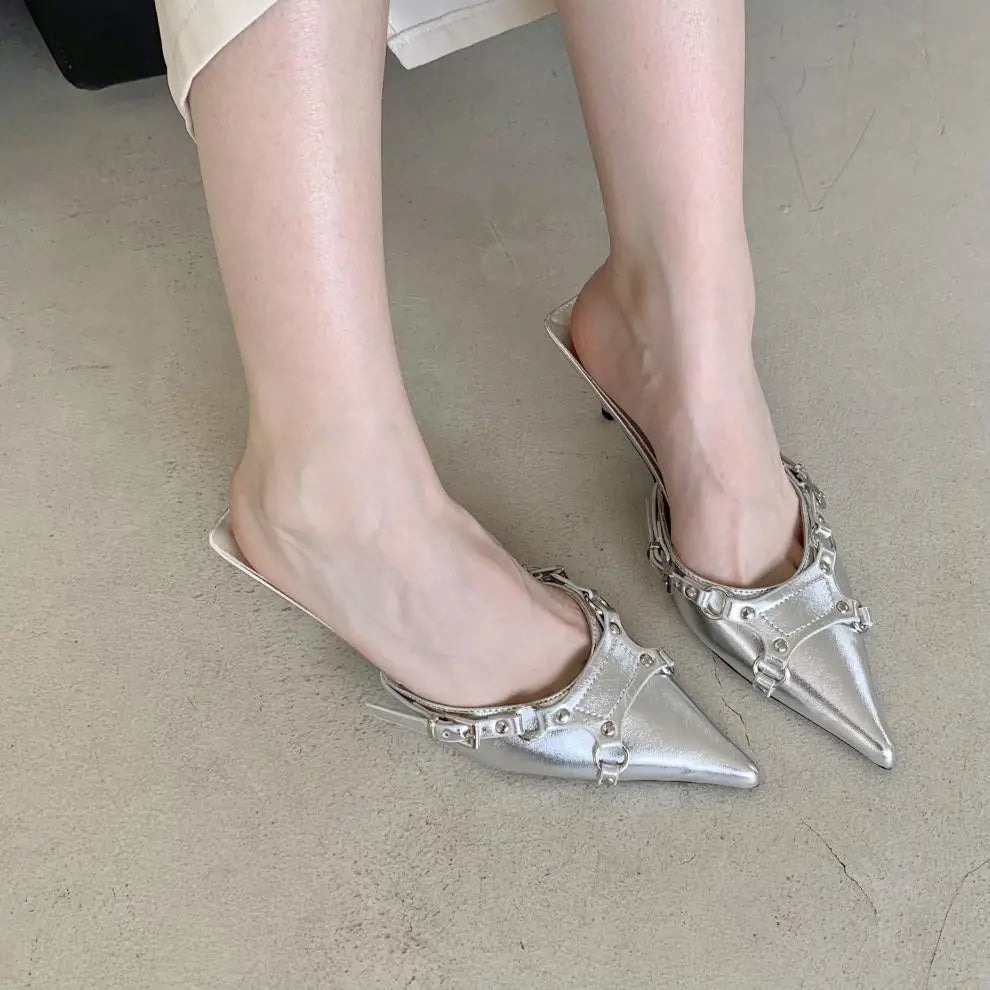 Strap Buckle Pointed Toe Heels