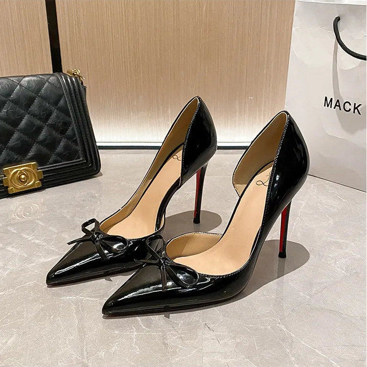 Bow Pointed Red Sole Heels - Fashionnsio