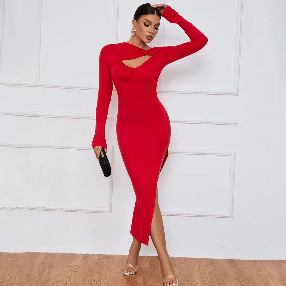 Sexy Hollow Out Slit Dress