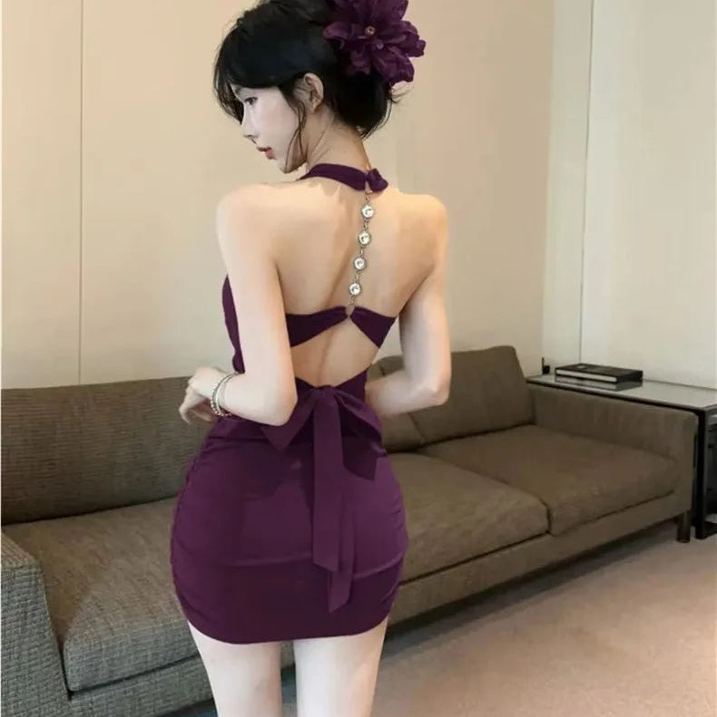 Chain Strap Bodycon Mini Dress - Fashionnsio