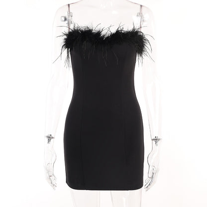 Feather Tube Bodycon Dress