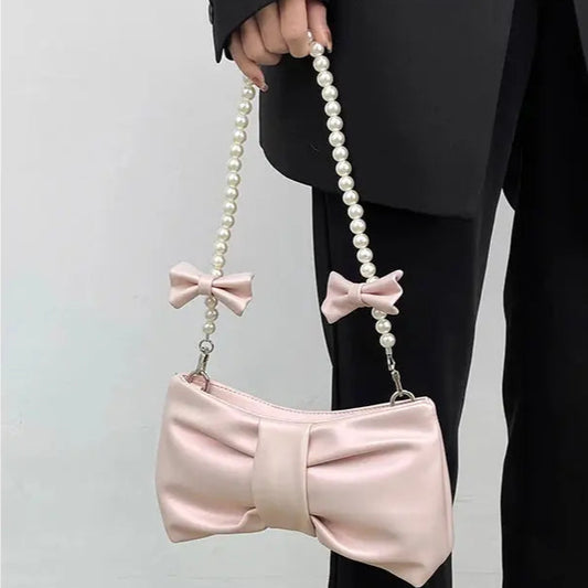 Pearl Bow Shoulder Bags fashionnsio