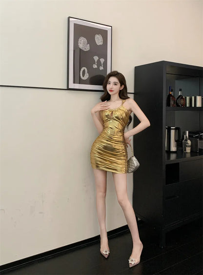 Sexy Wrap Gold Dress
