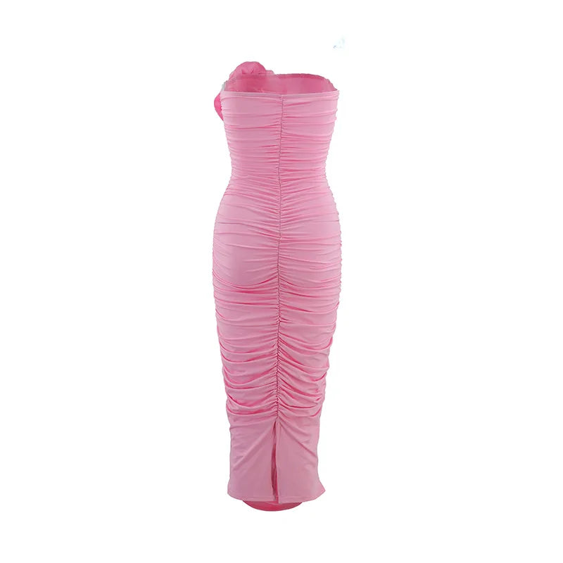 Barbie Flower Pleated Tube Dress fashionnsio