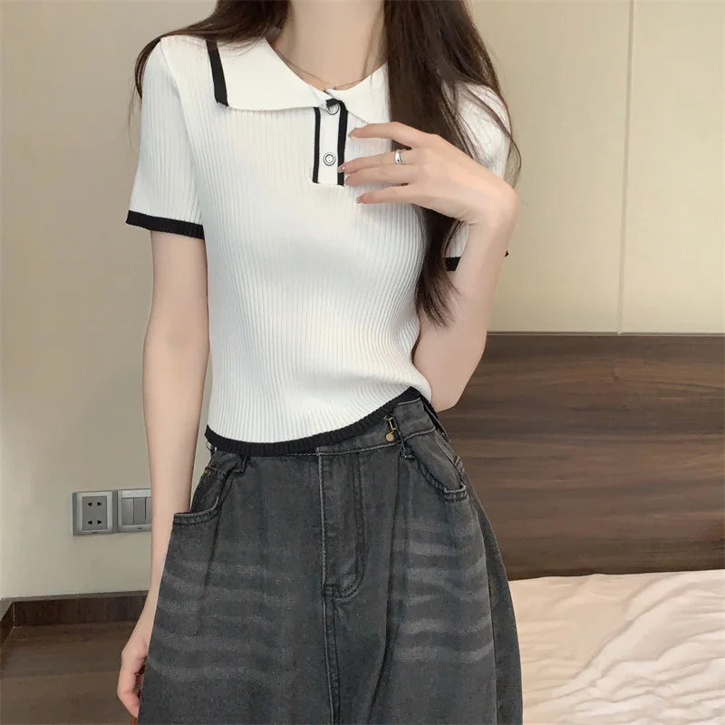 Korean Knitted T-shirt Top