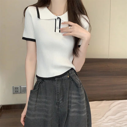 Korean Knitted T-shirt Top