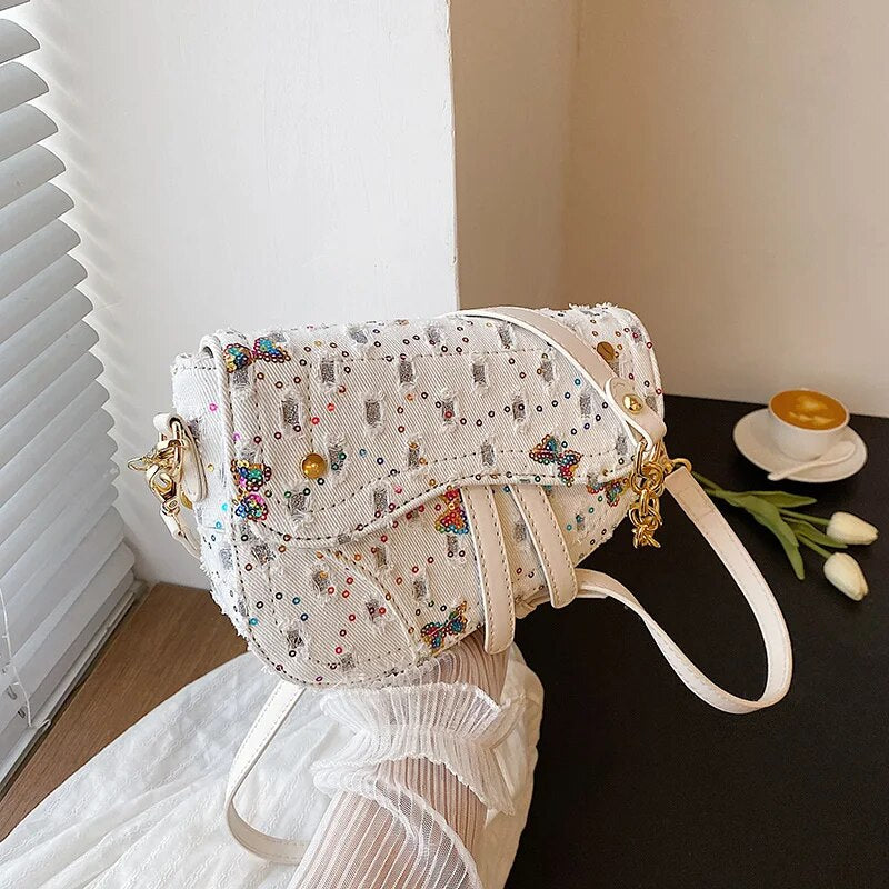 Embroidered Saddle Shoulder Bags