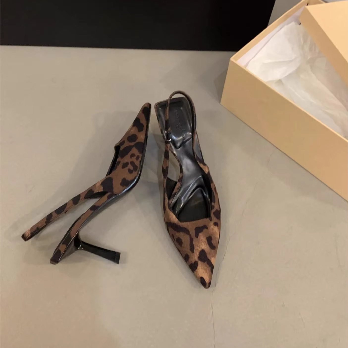 Leopard-print Strap Pointed Heels