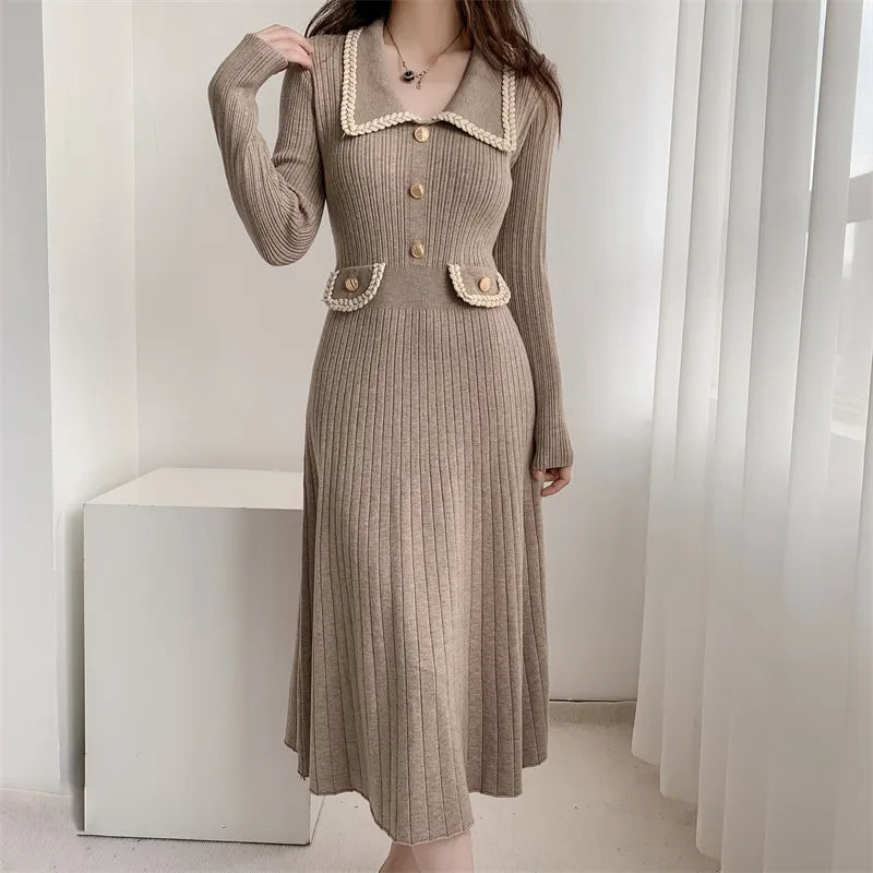 Korean Button Knit Dress