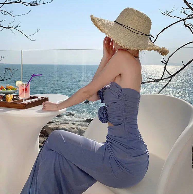 Floral Hollow Out Tube Bodycon Dress