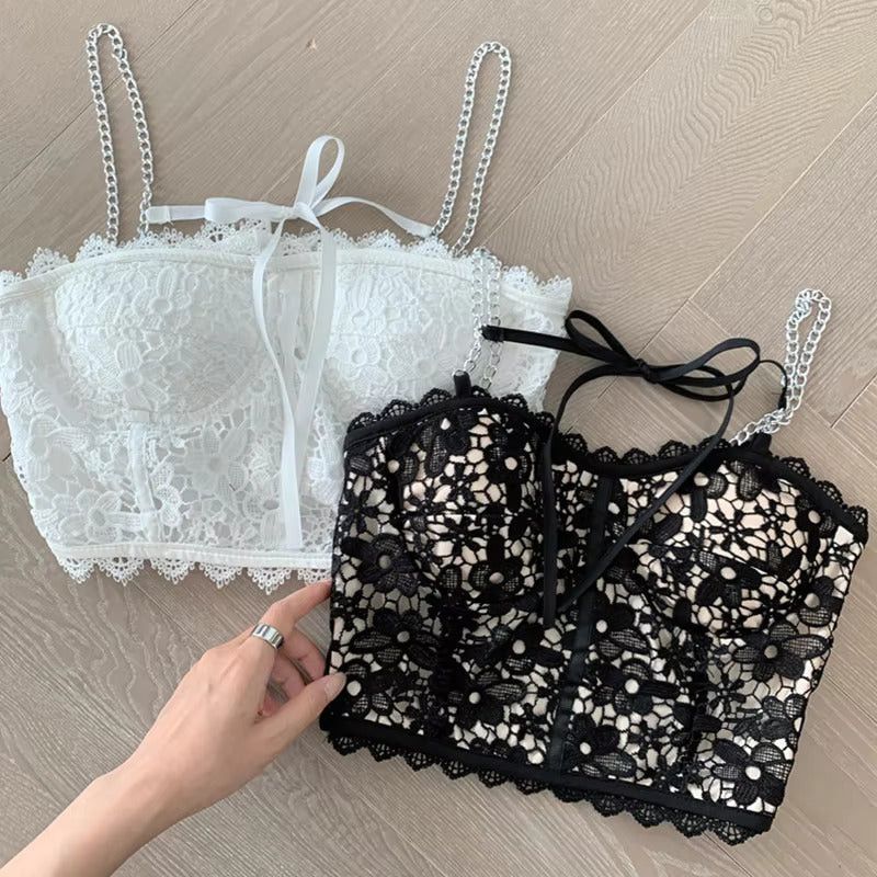 Lace Bow Chain Crop Top