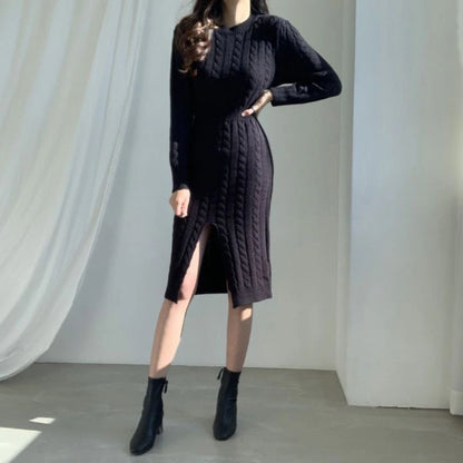 Two Style Split Knit Sweater Dress