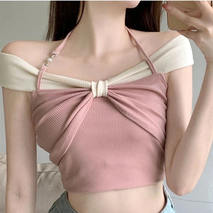 Korean Off Shoulder Knot Top fashionnsio