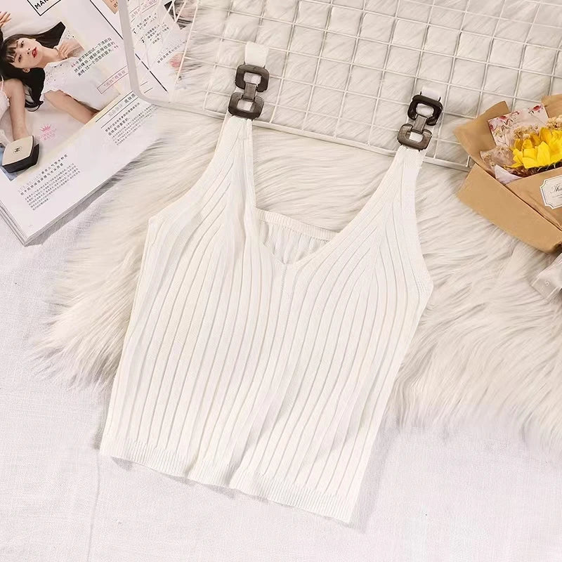 Metal Strap Knitted Tank Top