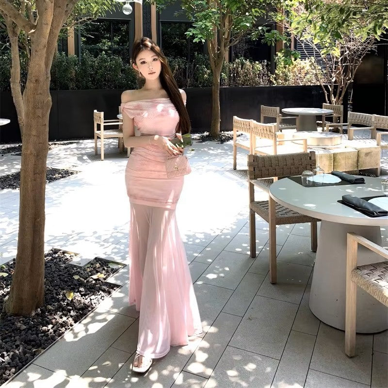 Off Shoulder Floral Mermaid Dress - Fashionnsio