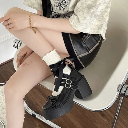 Ribbon Platform Mary Jane Heels - Fashionnsio