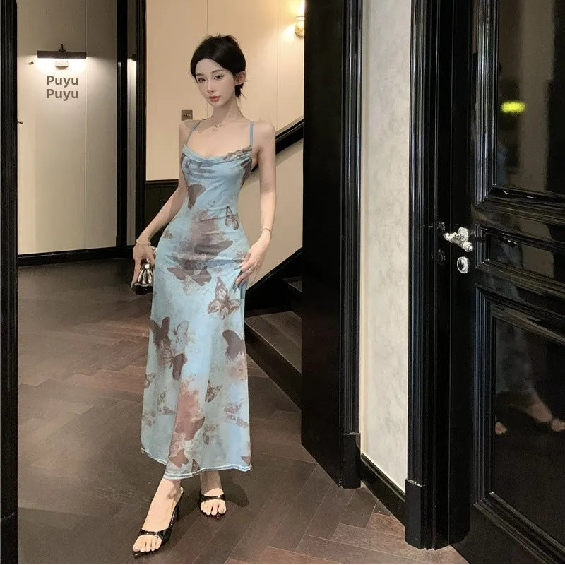 Butterfly Pattern Maxi Dress - Fashionnsio