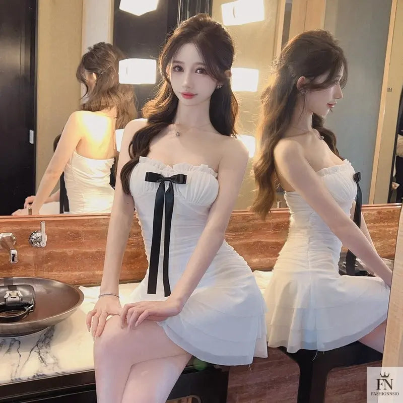 Tube Mini Bow Dress - Fashionnsio
