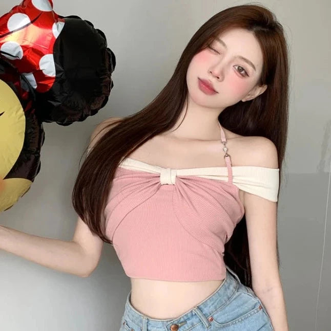 Korean Off Shoulder Knot Top