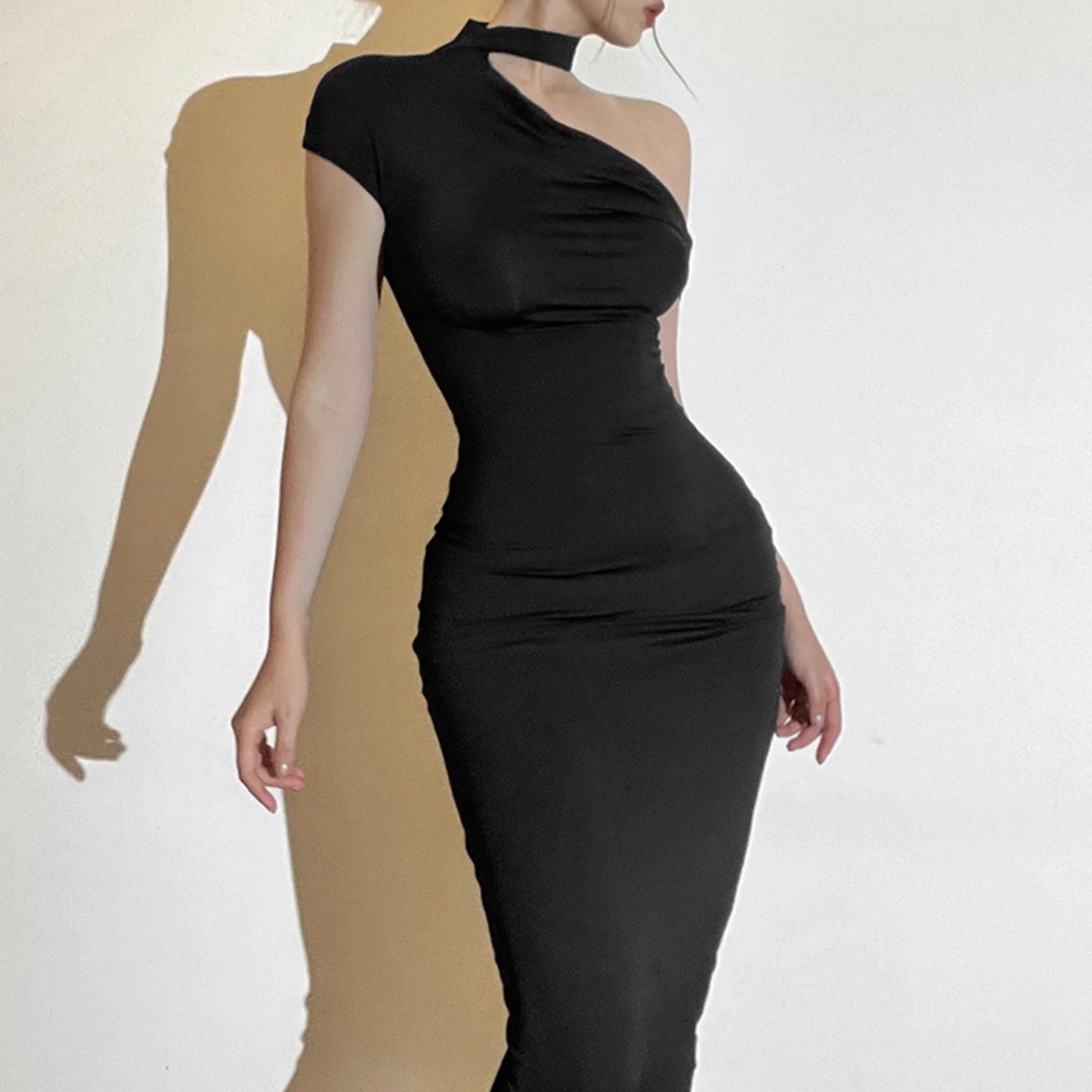 One Shoulder Bodycon Long Dress fashionnsio