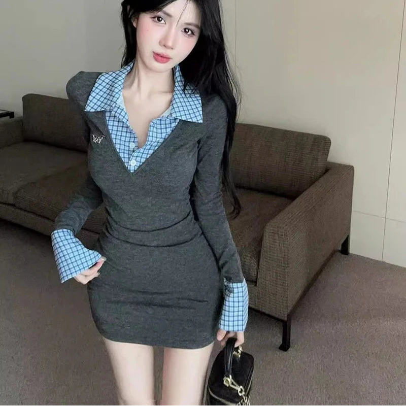 Fake Two-piece Bodycon Dress - Fashionnsio