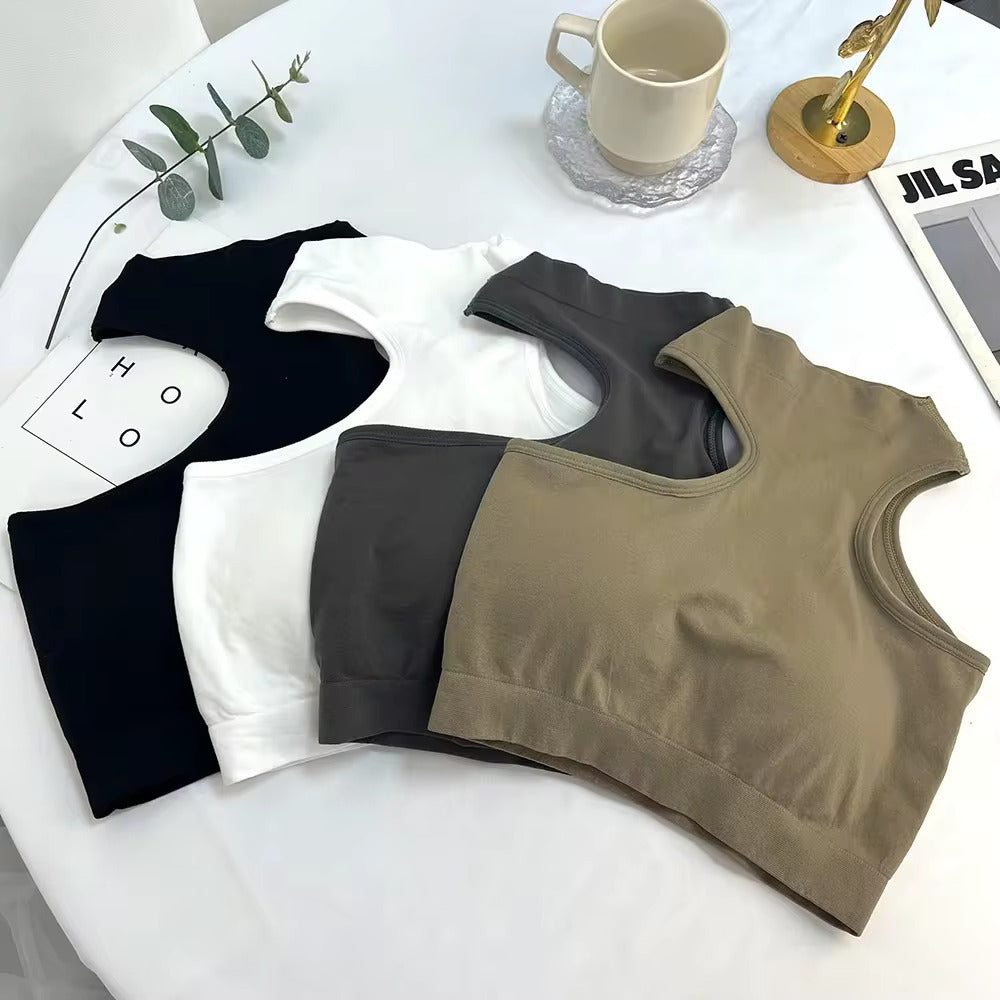 Turtleneck Crop Top With Chest Pad