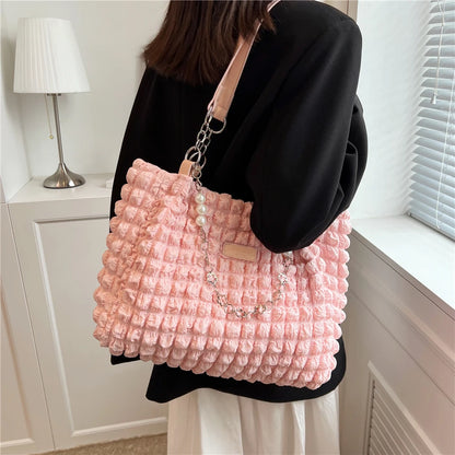 Pleated Bubble Tote Shoulder Bags