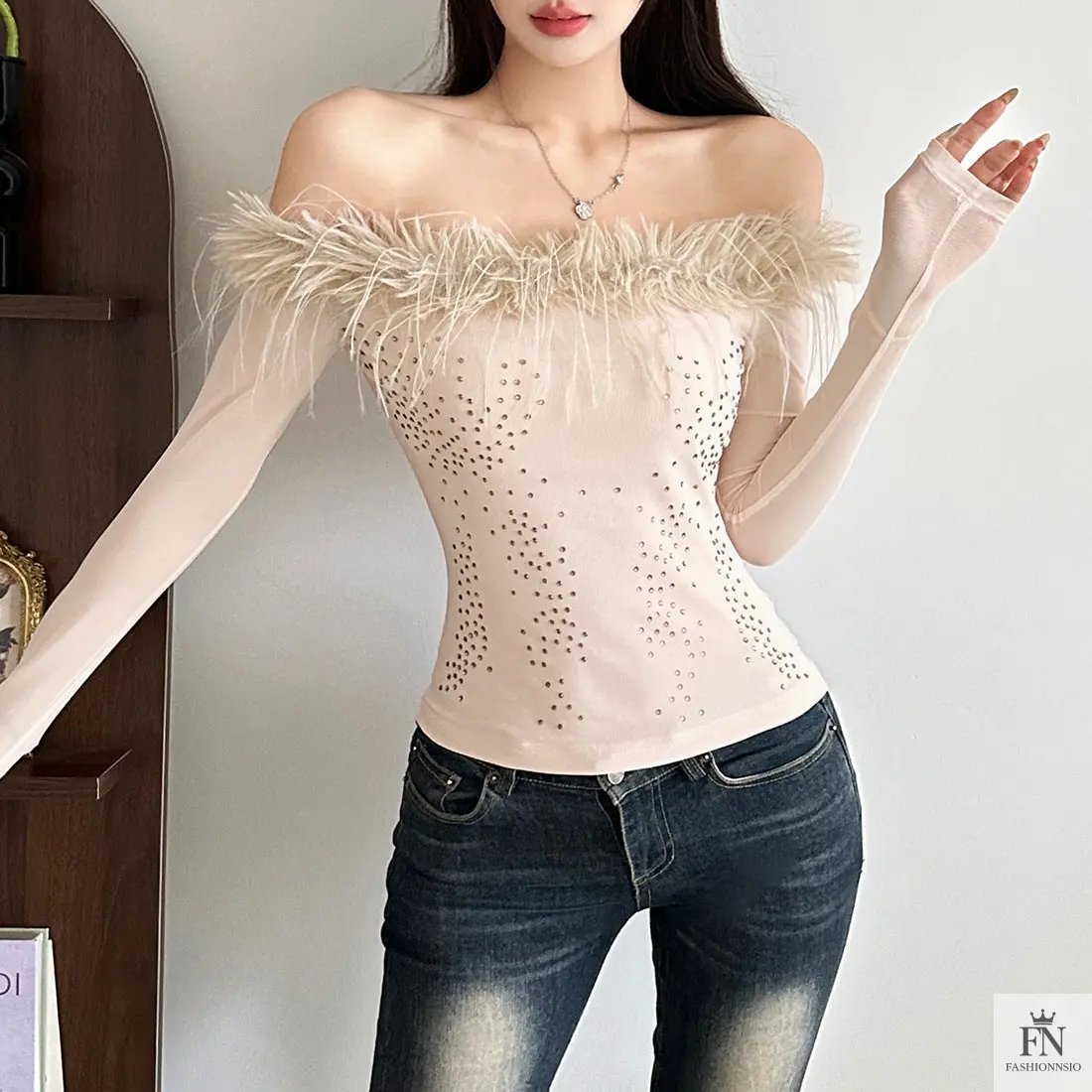 Sheer Off Shoulder Tops - Fashionnsio