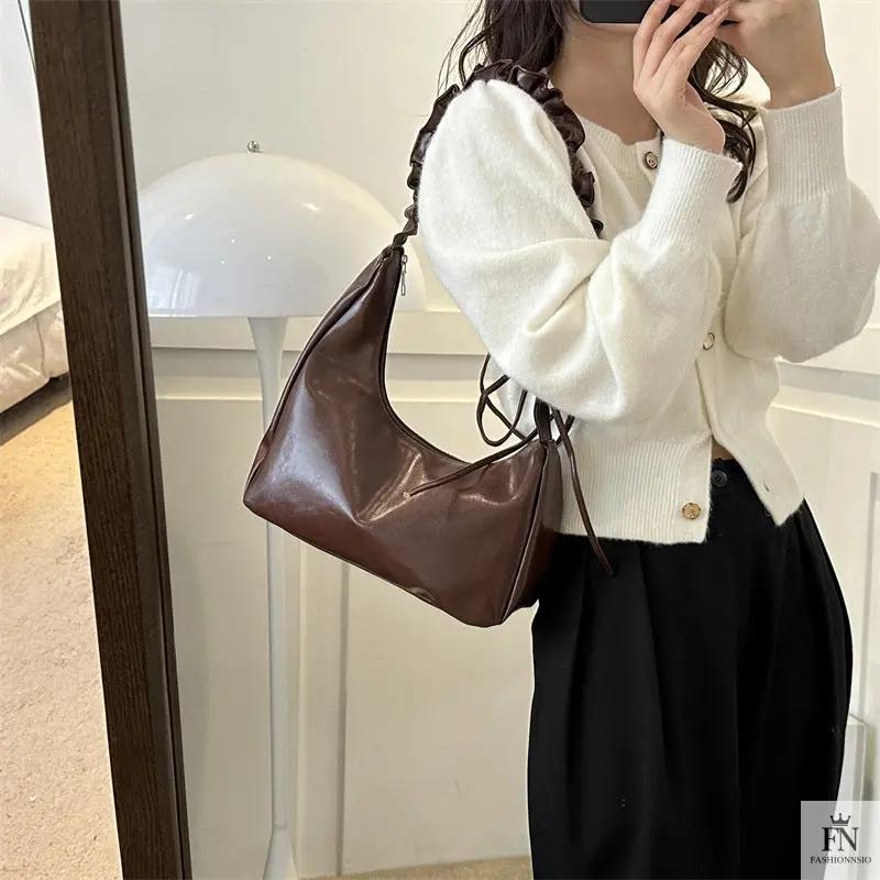 Ruched Handle Shoulder Bags - Fashionnsio