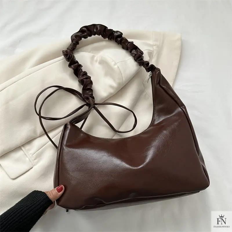 Ruched Handle Shoulder Bags - Fashionnsio