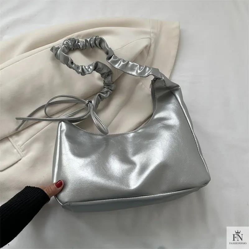 Ruched Handle Shoulder Bags - Fashionnsio