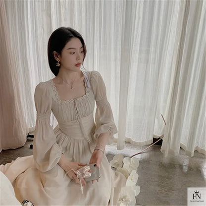 Lantern Sleeve Maxi Princess Dress - Fashionnsio