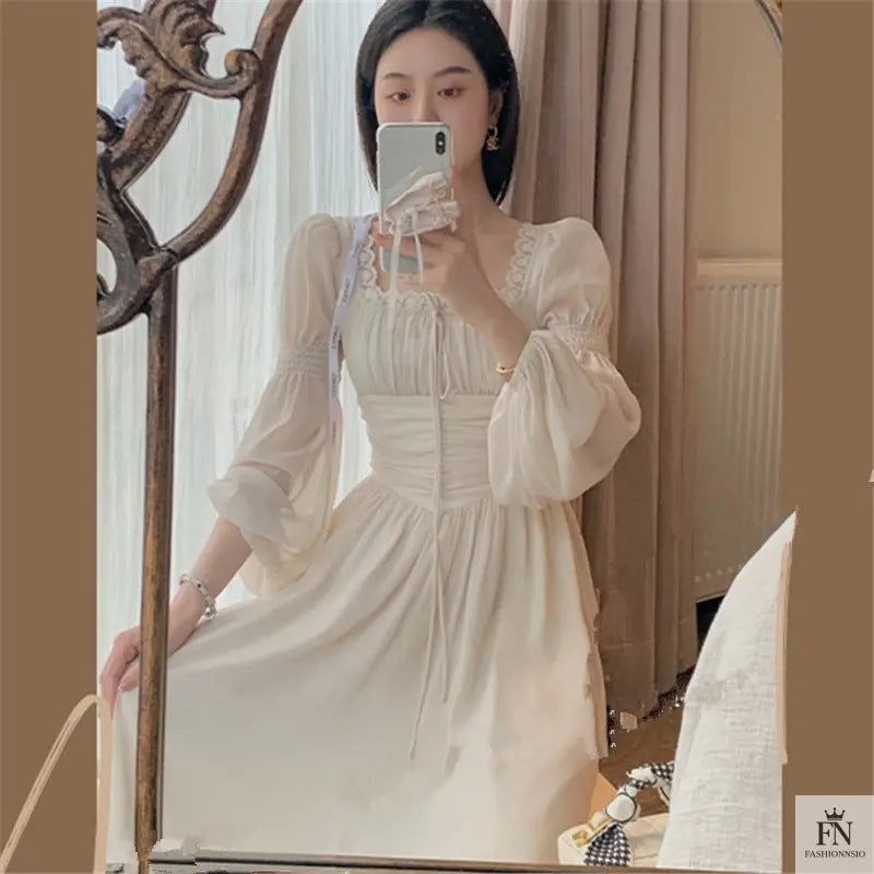 Lantern Sleeve Maxi Princess Dress - Fashionnsio